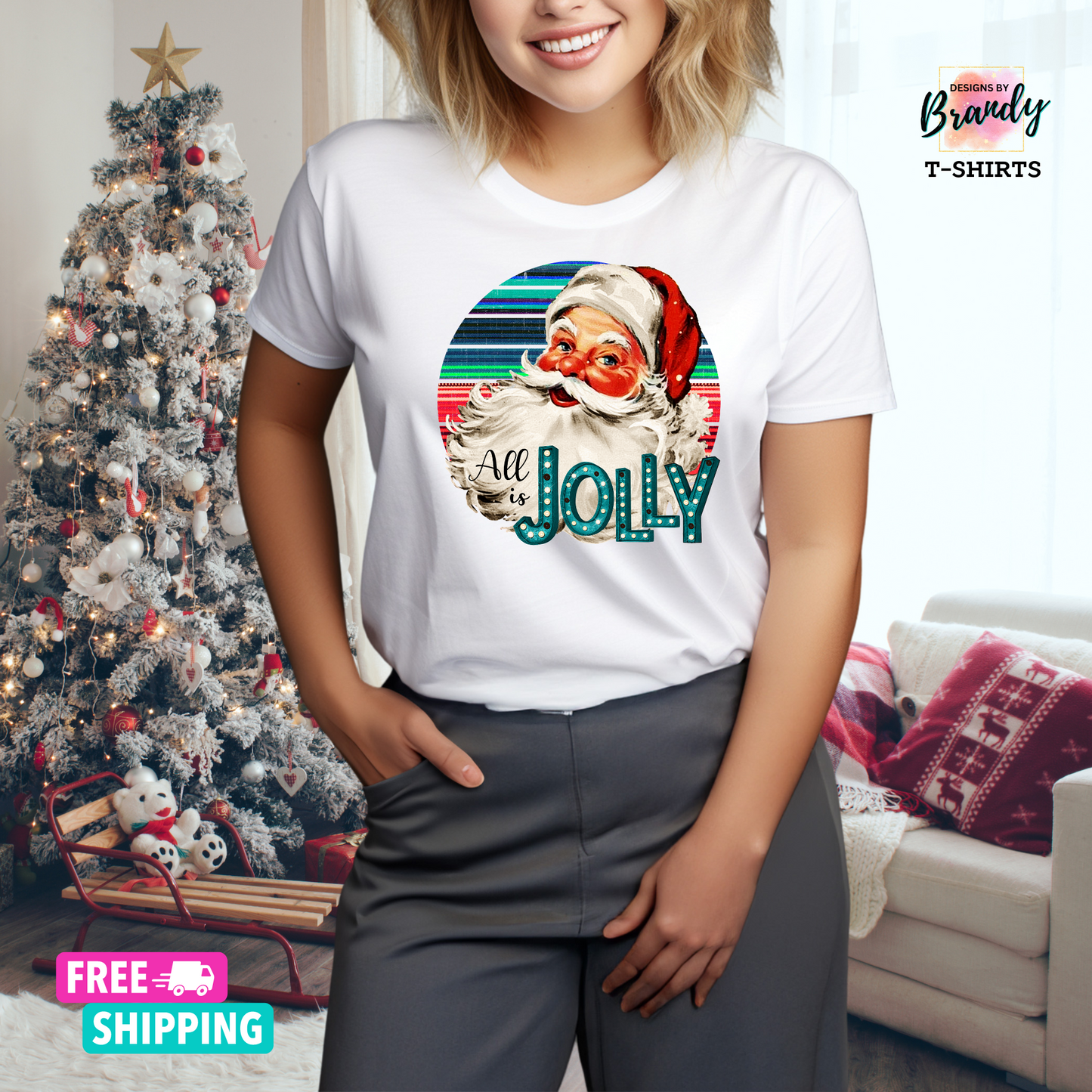 Printed Graphic T-Shirt - All is Jolly - Unisex t-shirt