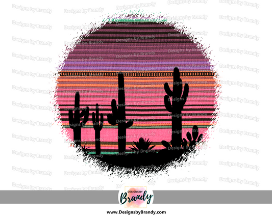 Boho Cactus Sunset Digital Download Transfer Design