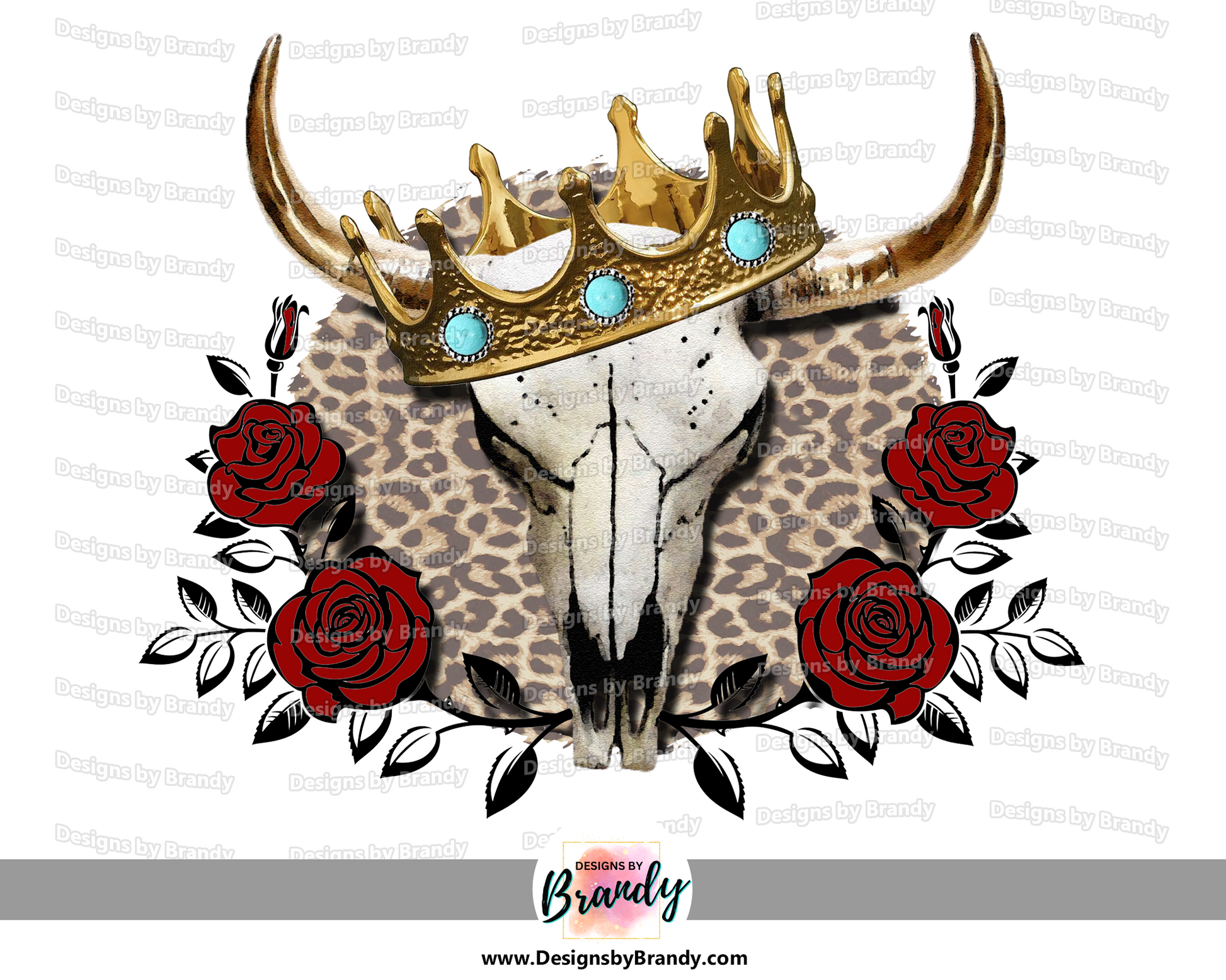 Bull Leopard Roses Digital Download Transfer Design