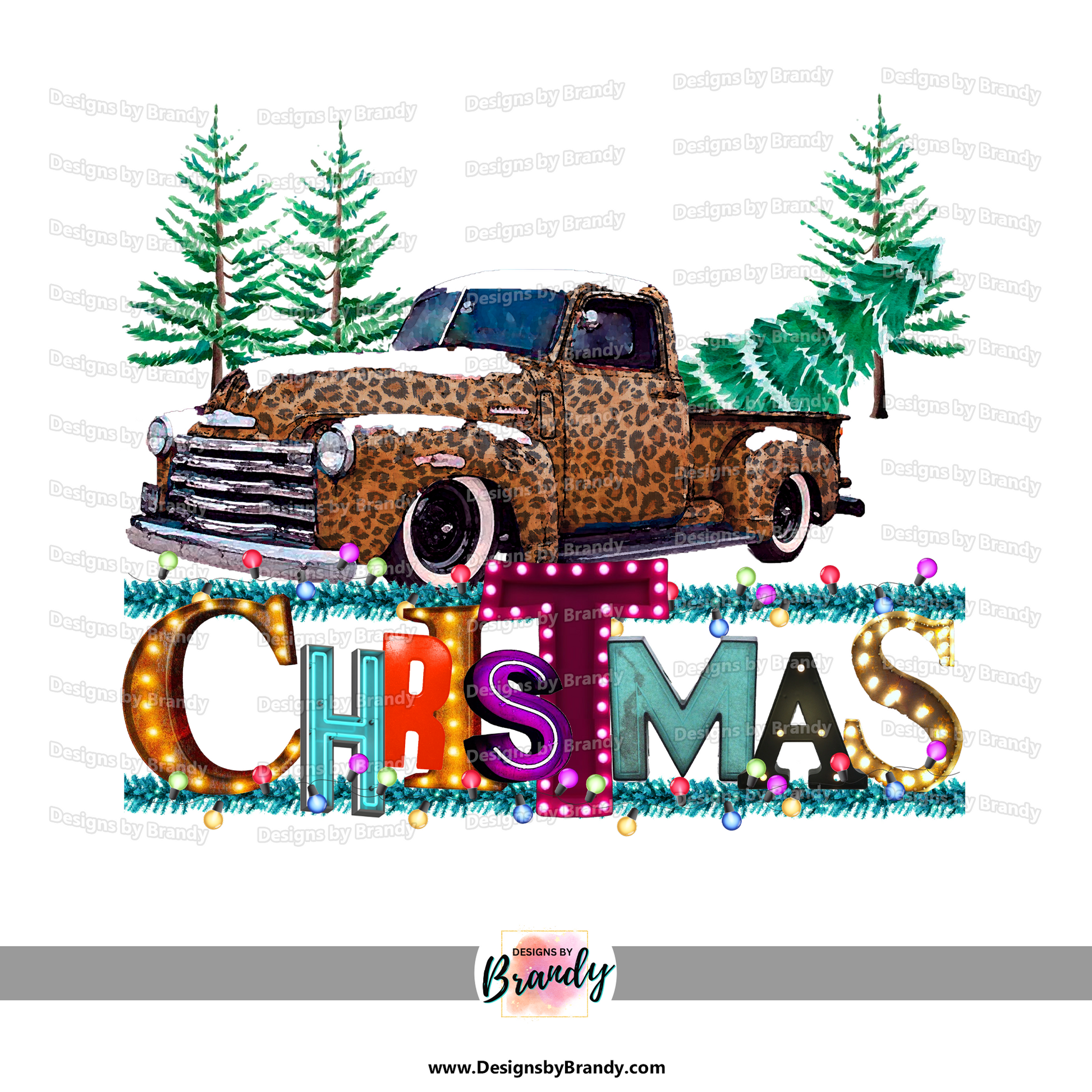 Christmas Clipart Collection - Leopard Christmas Truck 