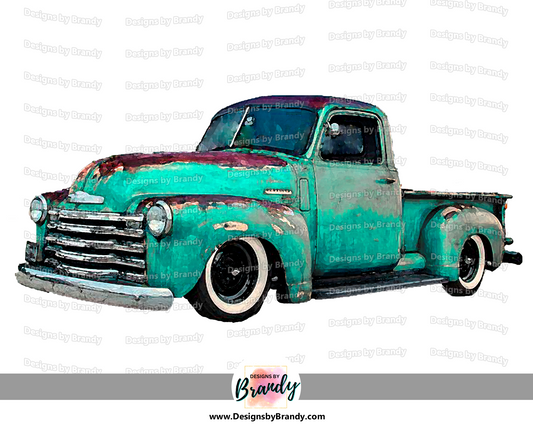 Truck 001 Teal - Vehicle Clipart - Rustic Charm Art