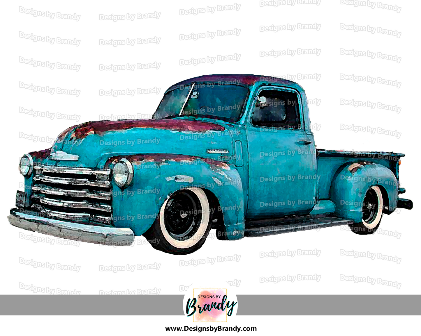 Truck 001 Blue - Vehicle Clipart - Rustic Charm Art