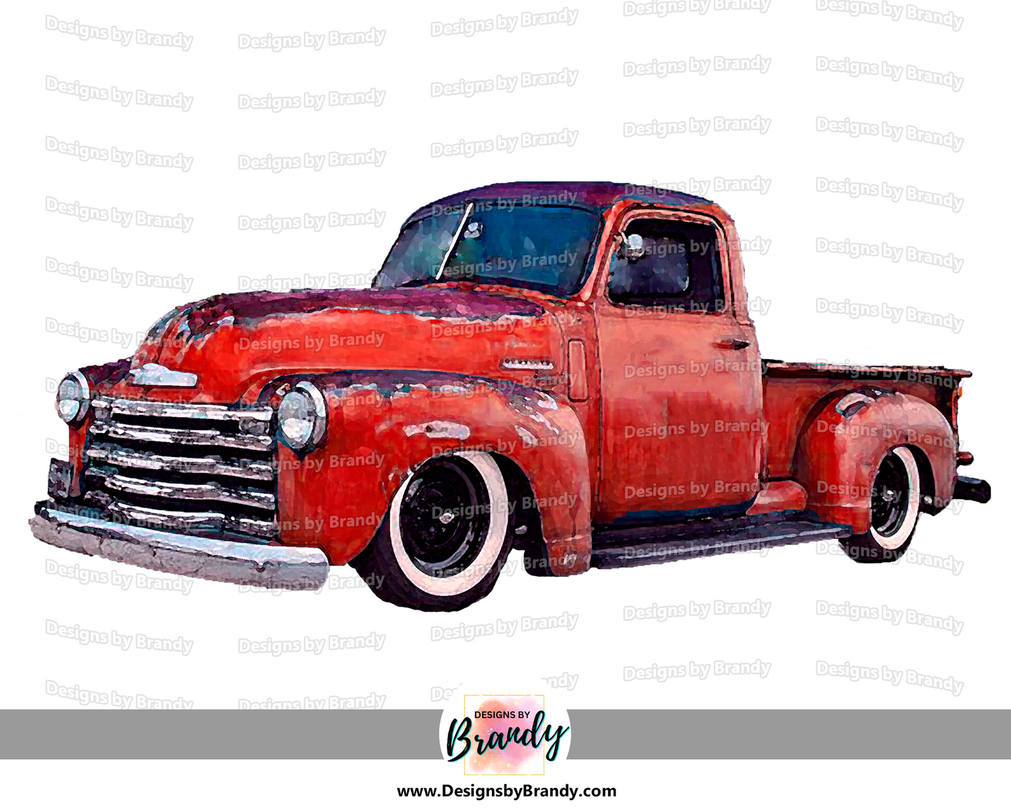 Truck 001 Red - Vehicle Clipart - Rustic Charm Art