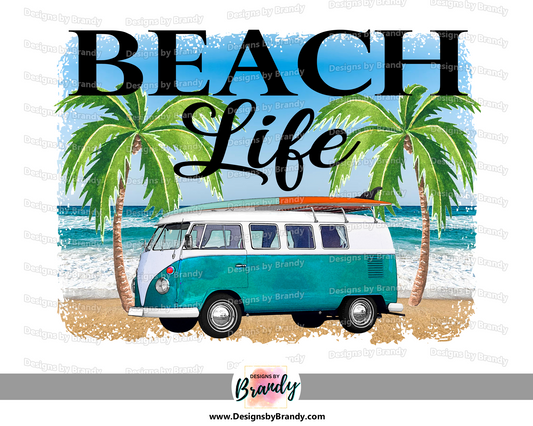 Beach Clipart Design Theme - Beach Live Vintage Van