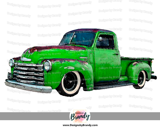 Truck 001 Lt Green - Vehicle Clipart - Rustic Charm Art