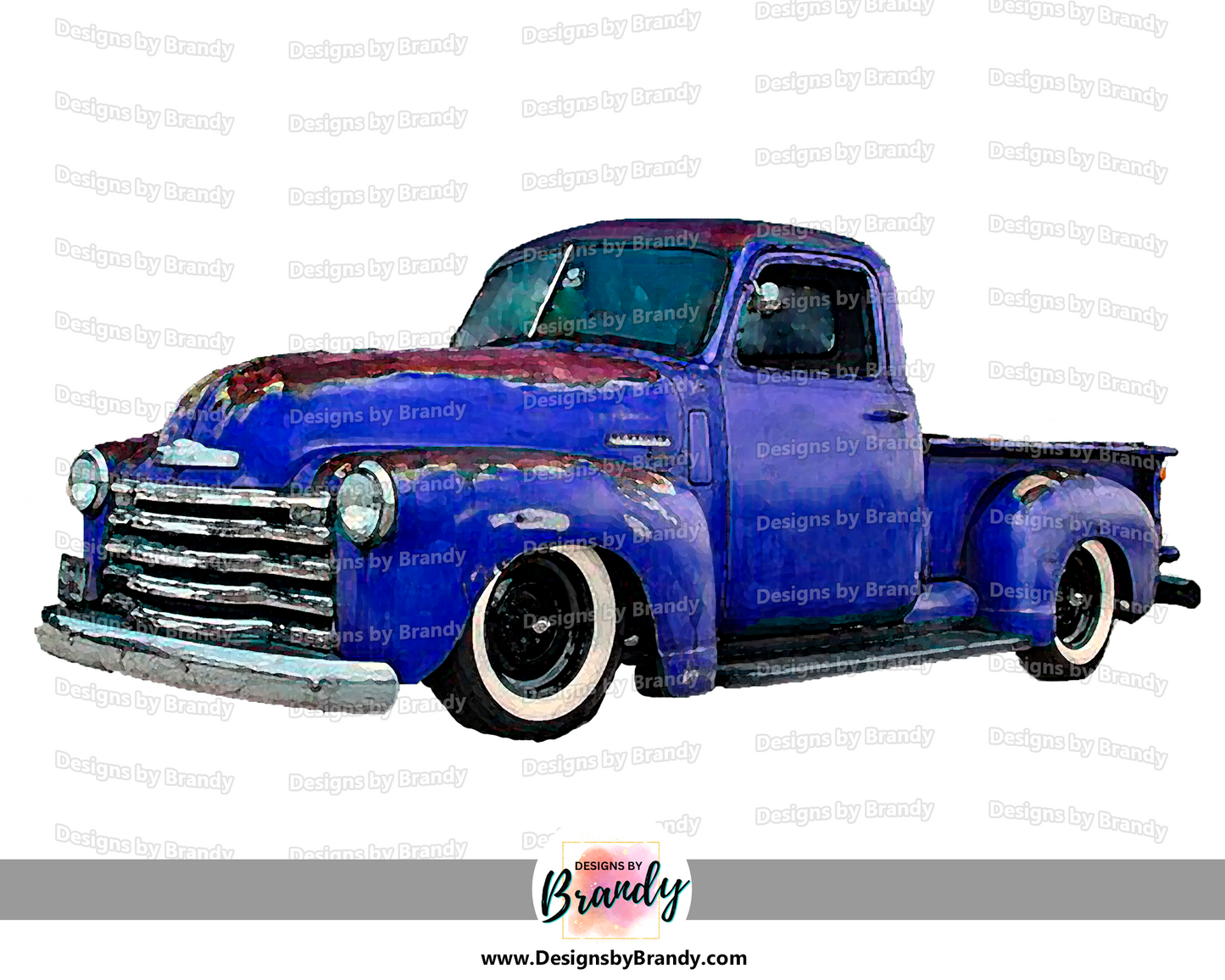 Truck 001 Royal Blue - Vehicle Clipart - Rustic Charm Art