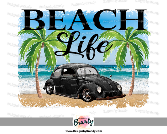 Beach Clipart Design Theme - Beach Life Vintage black Car