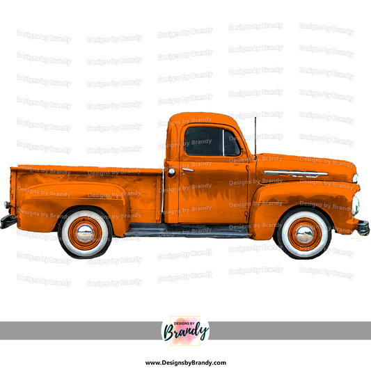 Truck 002 Orange - Vehicle Clipart - Rustic Charm Art