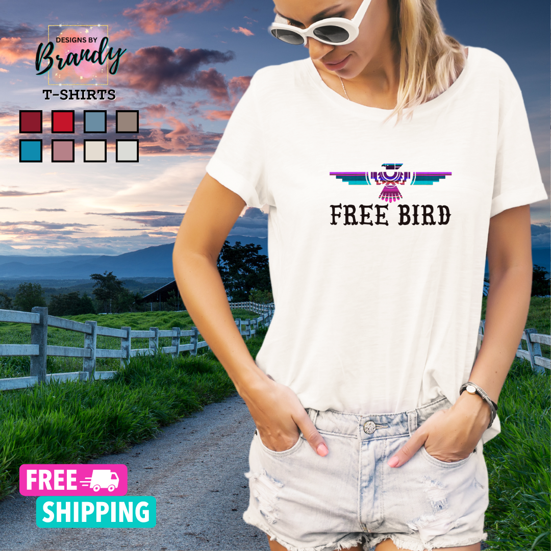 Free Bird Printed Graphic T-Shirt 