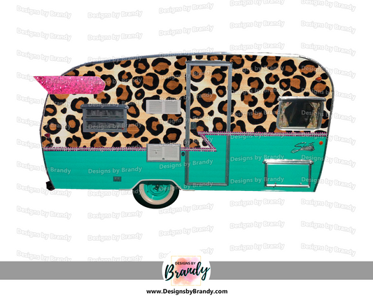 Leopard Print Camping Clipart Digital Download