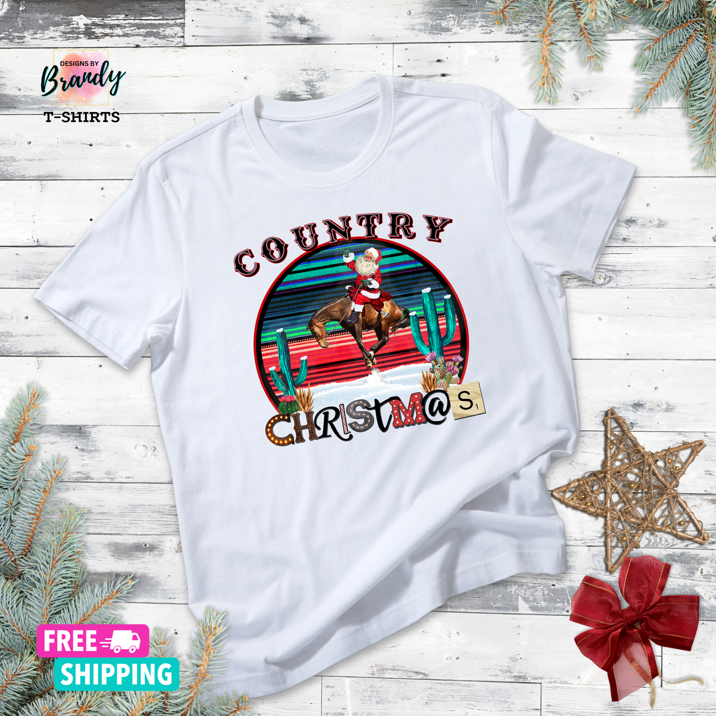 Printed Graphic T-Shirts - Country Christmas 