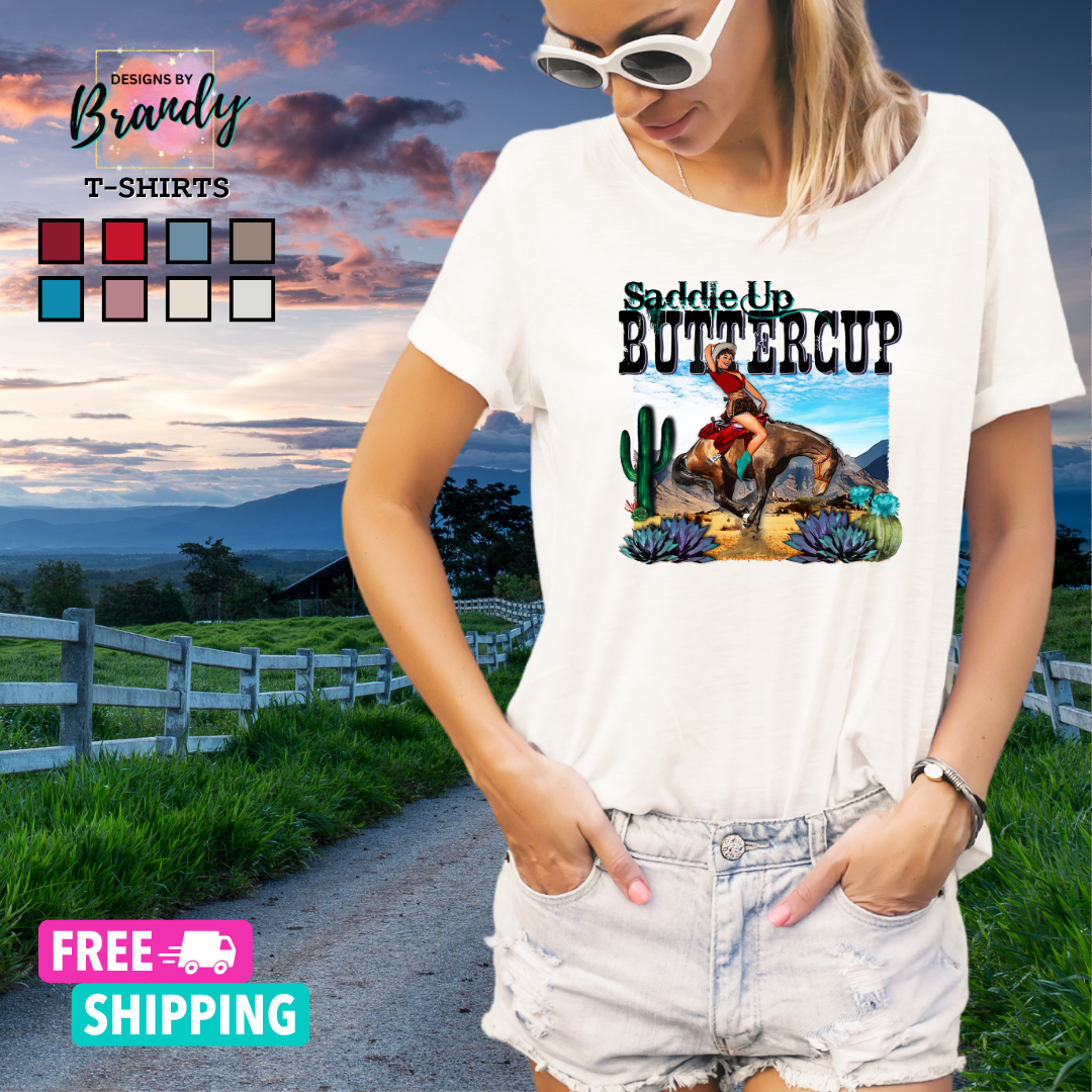 Saddle Up Buttercup Printed Graphic T-Shirt 