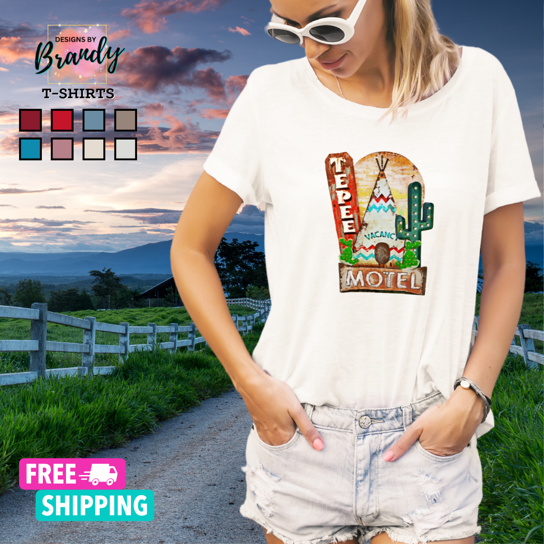 Tee Pee Motel Printed Graphic T-Shirt 