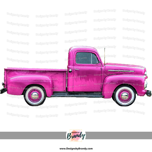 Truck 002 Hot Pink - Vehicle Clipart