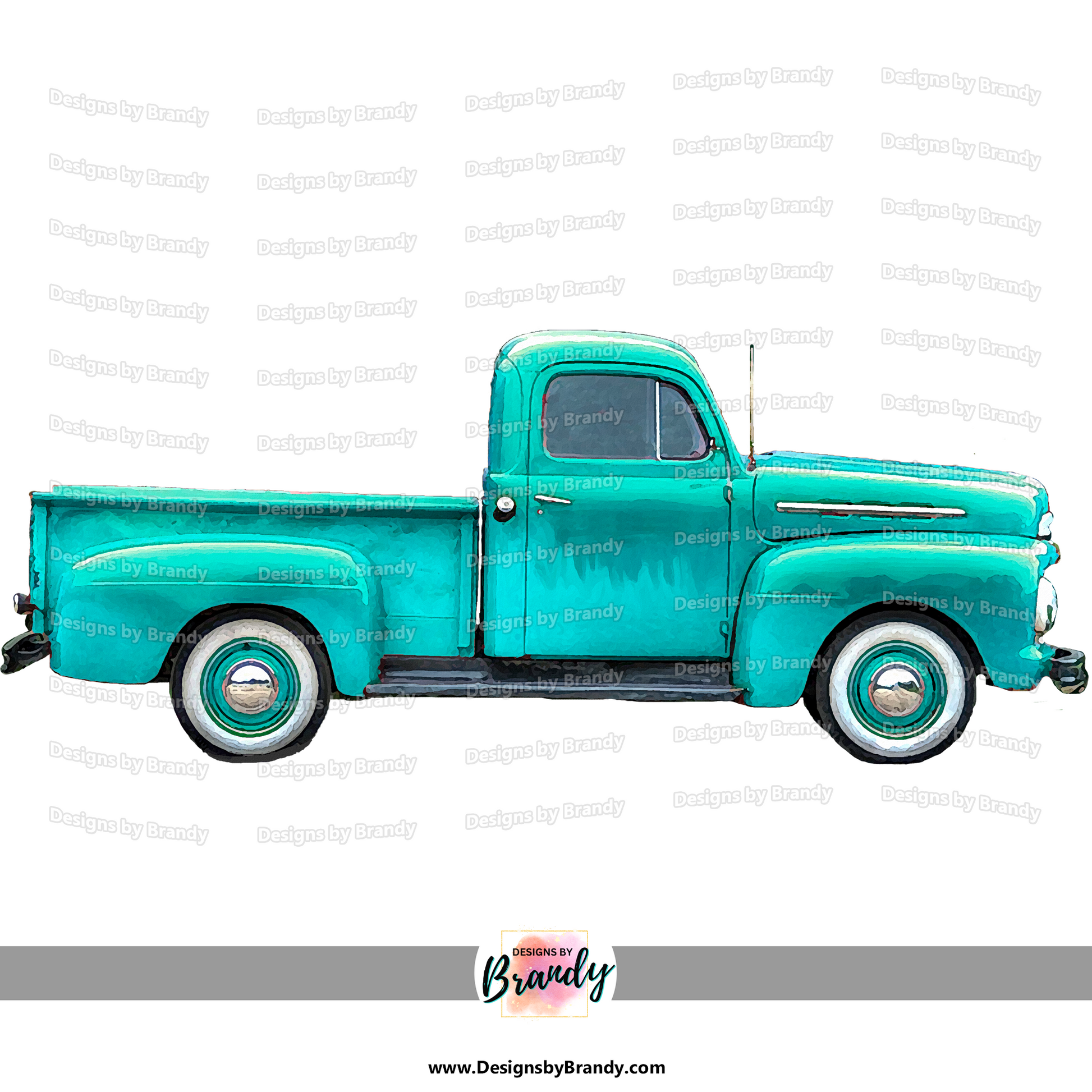 Truck 002 Turquoise - Vehicle Clipart