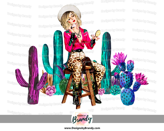 Western Boutique Girl with Cactus