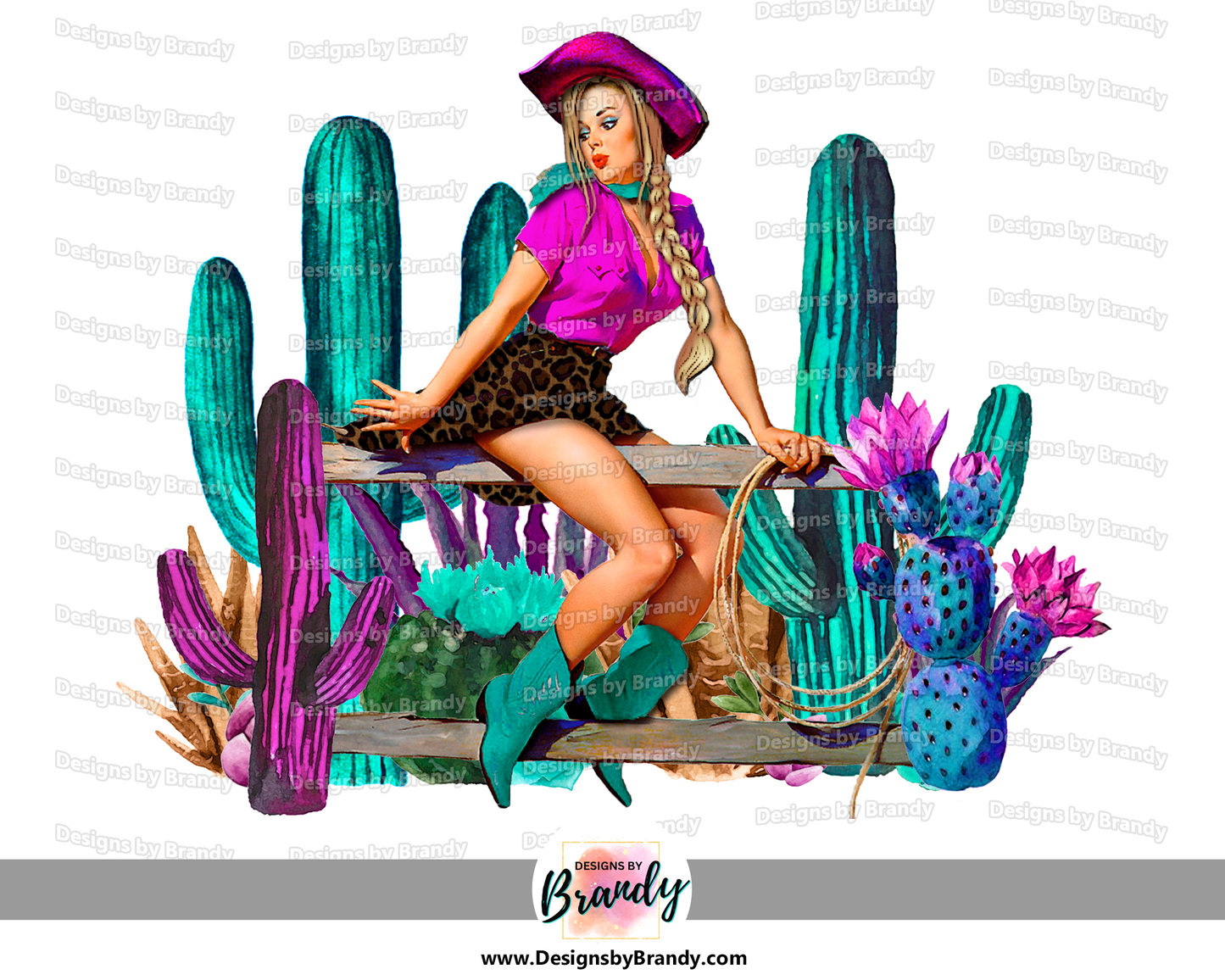 Western Boutique Girl with Cactus