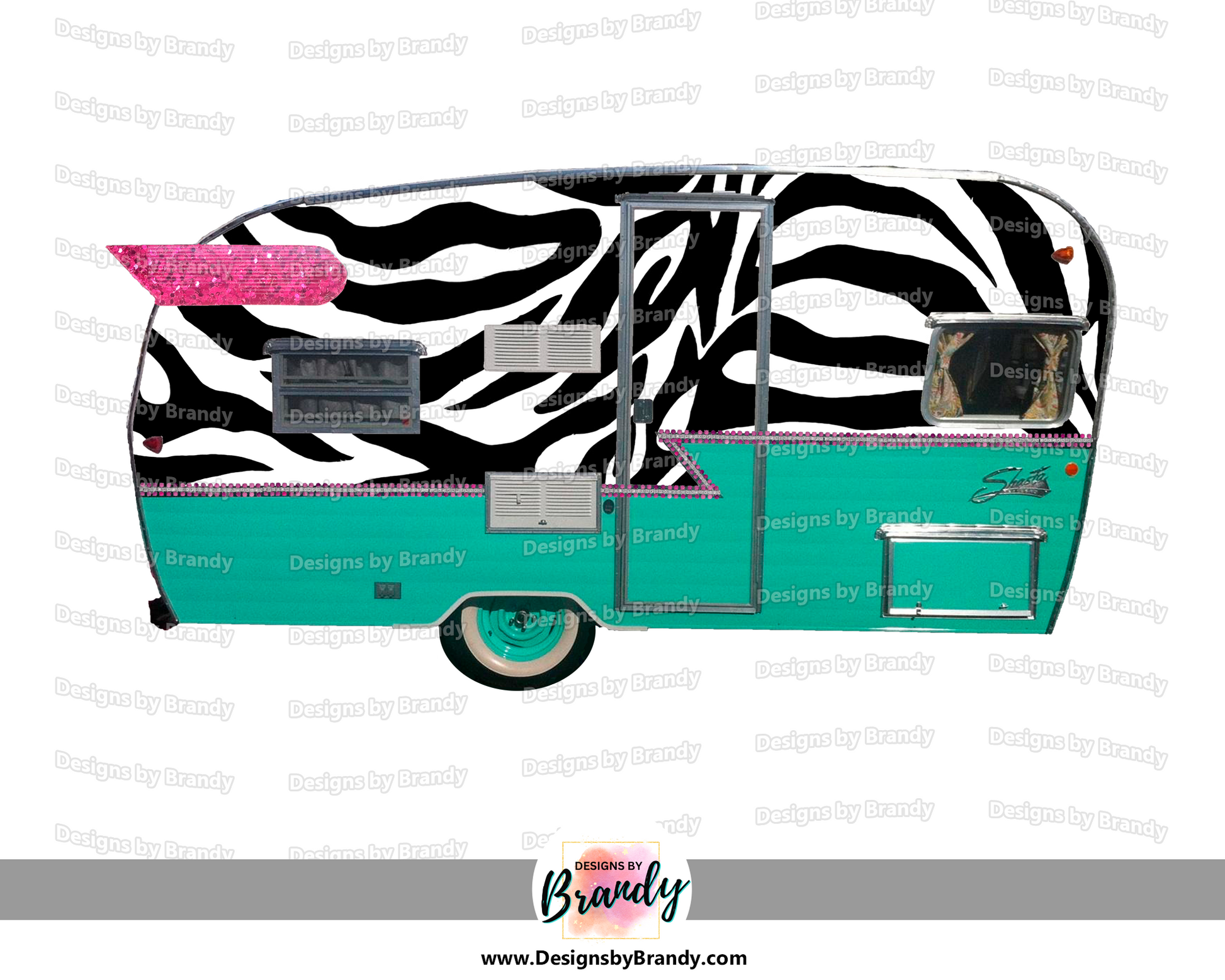 Zebra Print Camping Clipart Digital Download