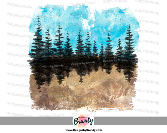 sundown forest Camping Clipart Digital Download